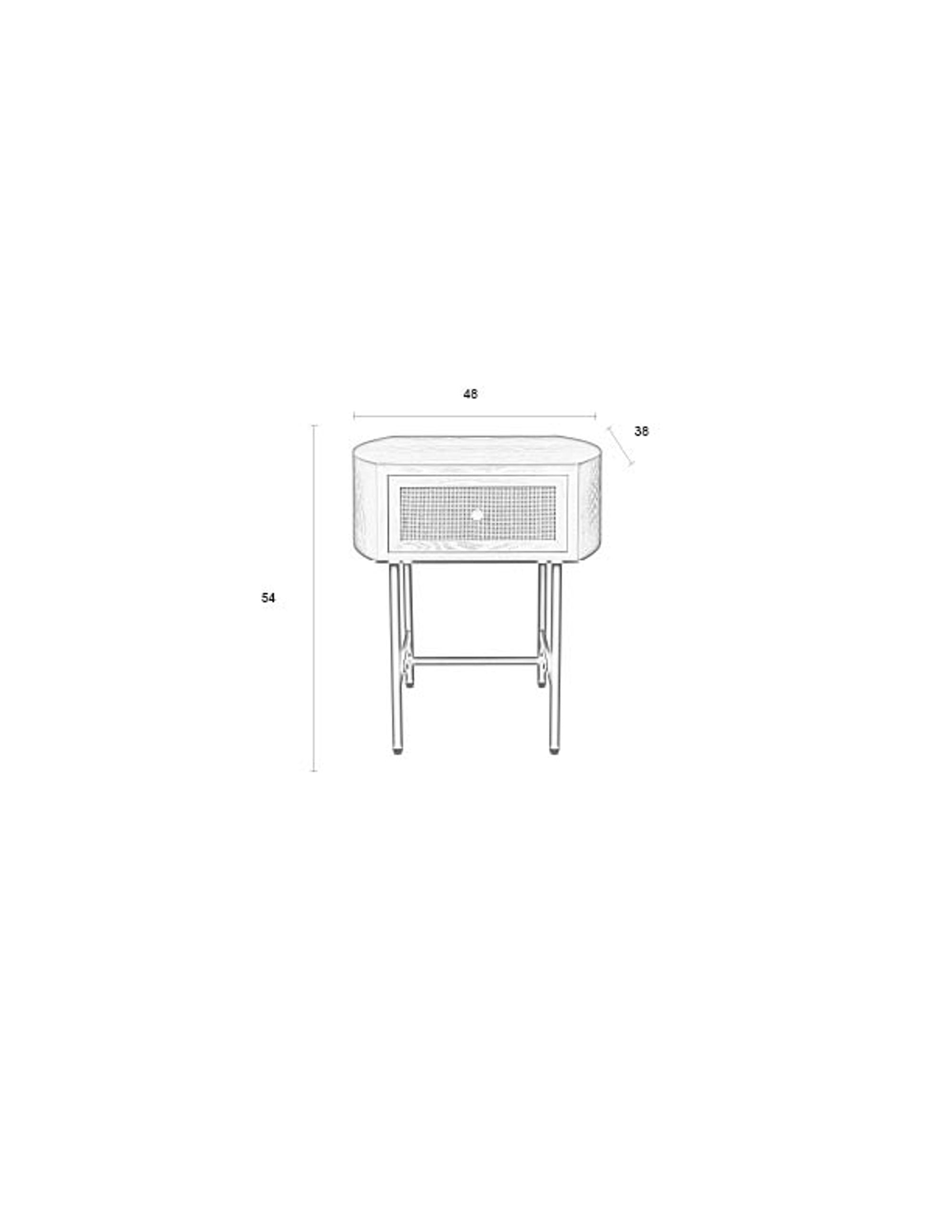 Amaya Beige Wood & Natural Rattan Bedside/Side Table